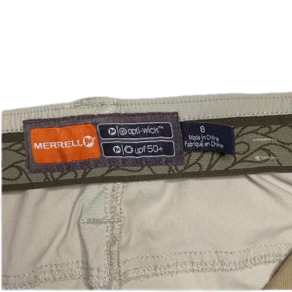 Merrell Womens Pants size 8 Cropped Capri Opti-wick UPF 50+ Zipper Pockets Beige - Picture 7 of 13